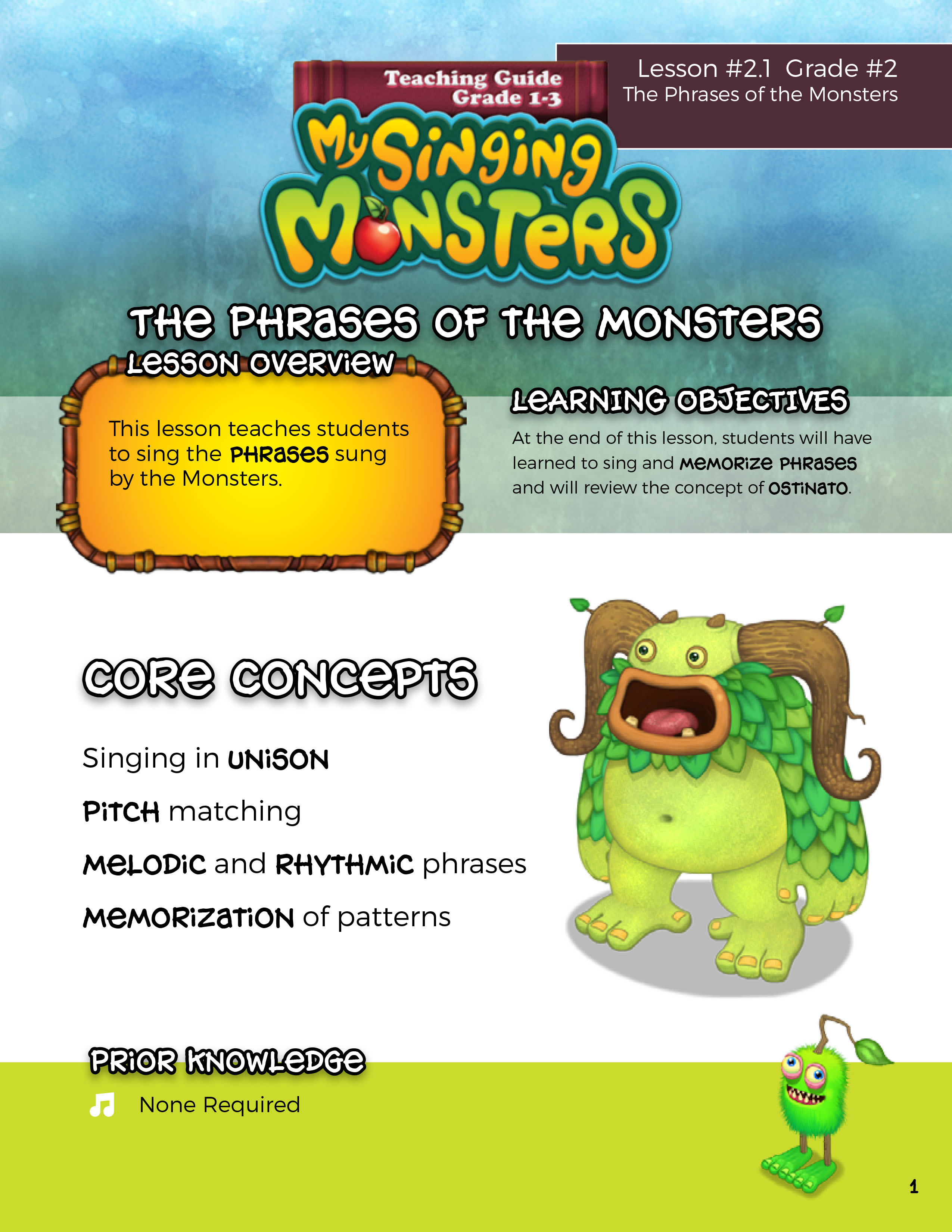 Lesson 2.1 Phrases of the Monsters