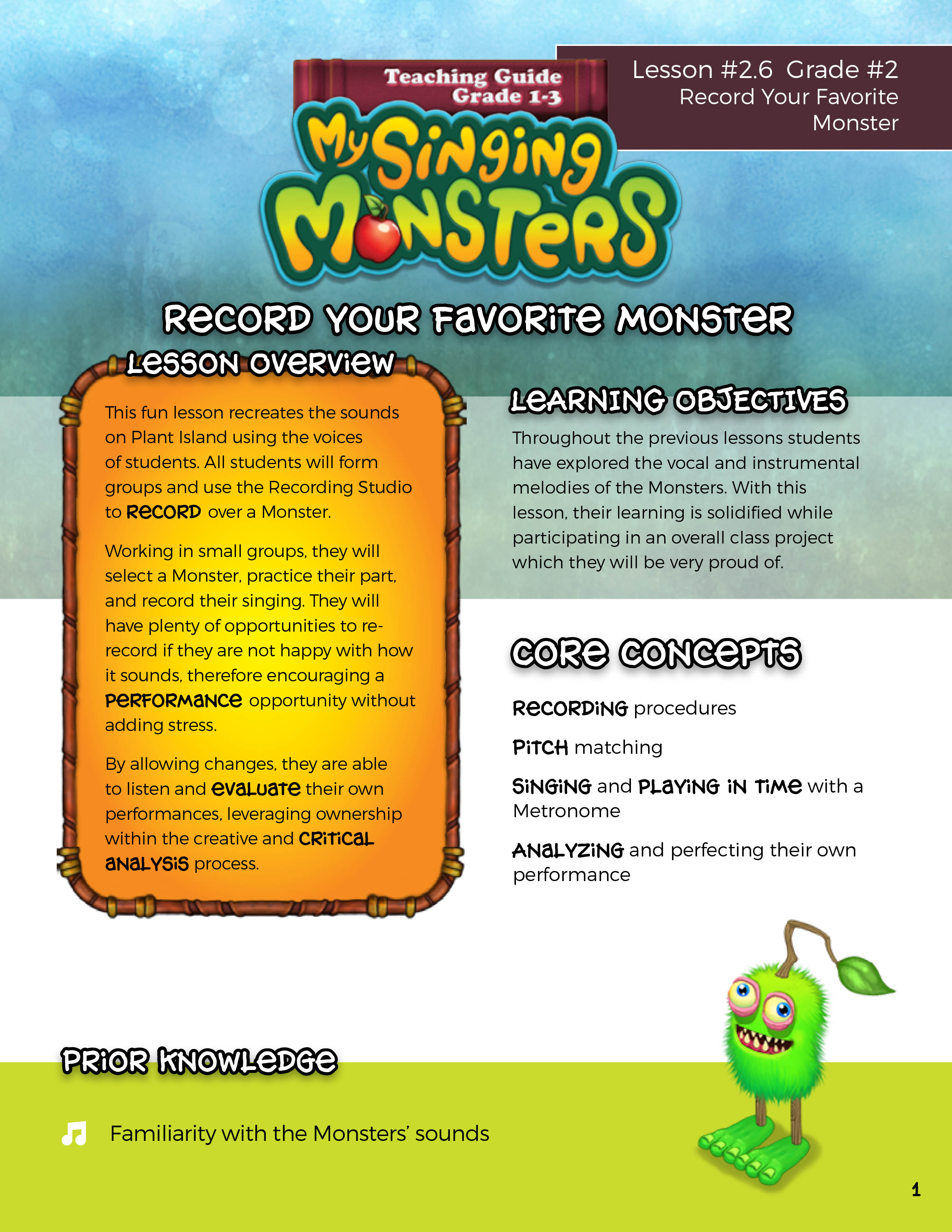 Lesson 2.6 Record Your Favorite Monster